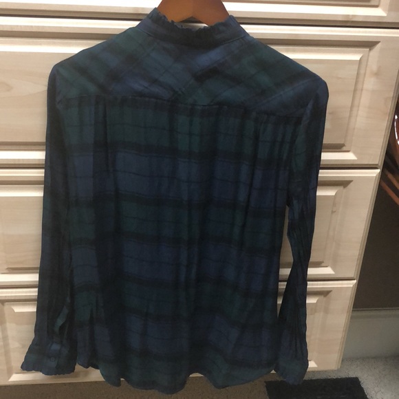 Loft ruffle button-up plaid top - Picture 7 of 7